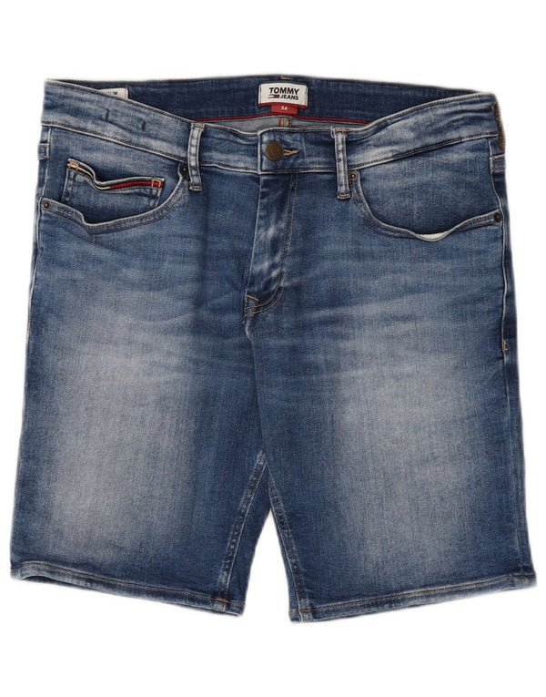 Pantaloncini di jeans slim fit da uomo Tommy Hilfiger W34 grande cotone blu