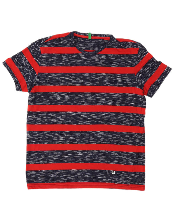 T-shirt da uomo Benetton Top Large in cotone a righe blu navy