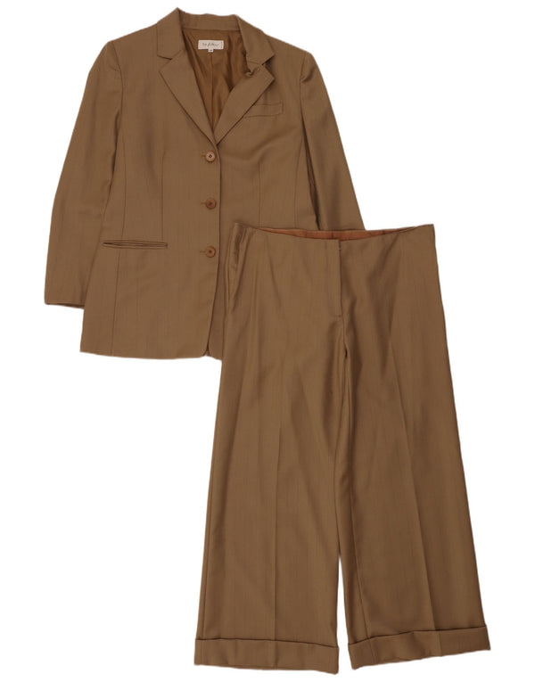 Byblos Abito da Donna in 2 Pezzi a 3 Bottoni IT 46 Large W36 L27 Kaki Gessato