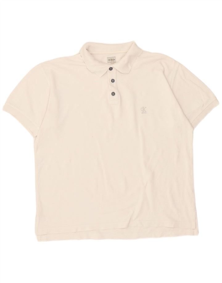 Polo da uomo Calvin Klein Jeans XL in cotone bianco