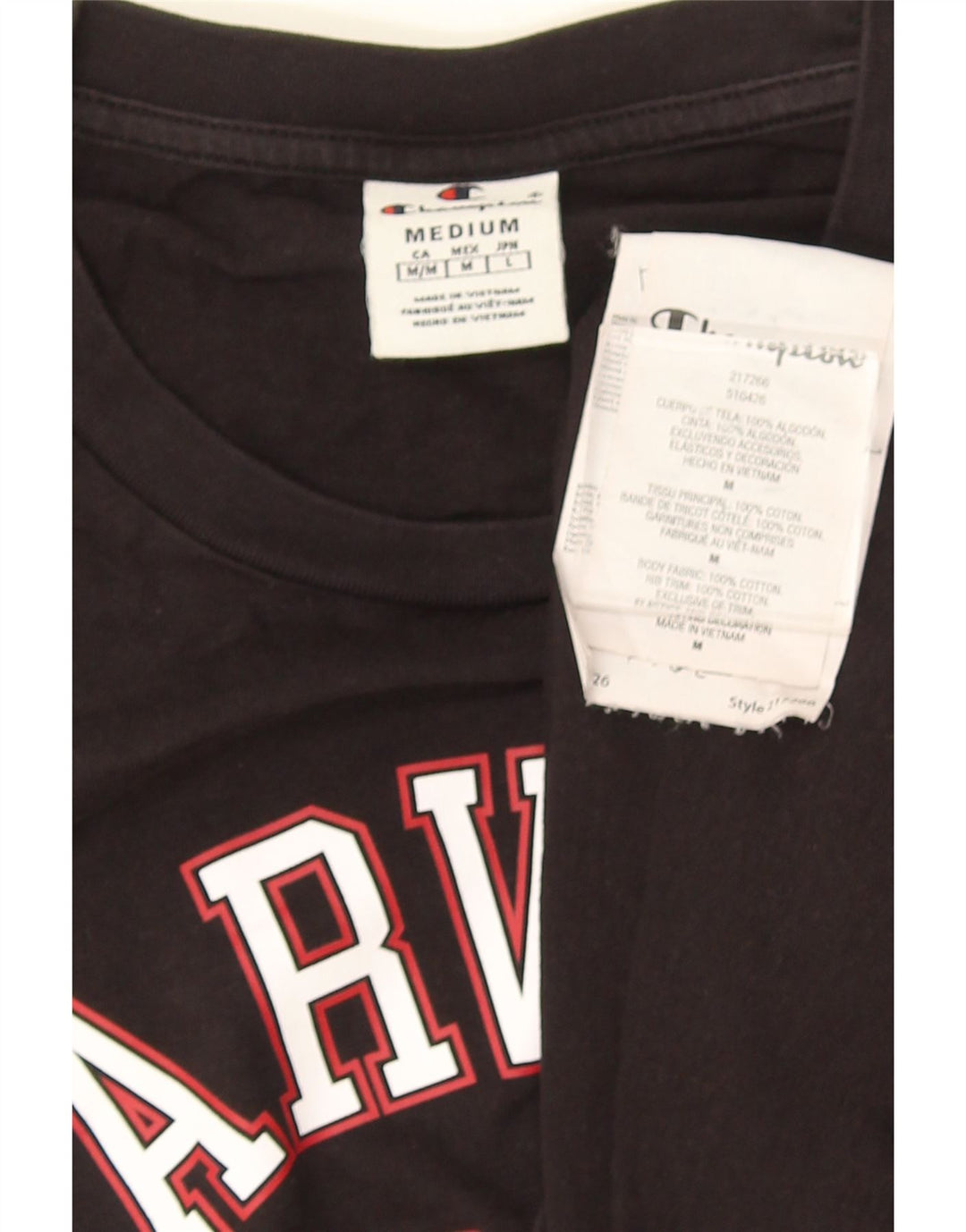 T-shirt grafica Champion da uomo Harvard, top in cotone nero medio
