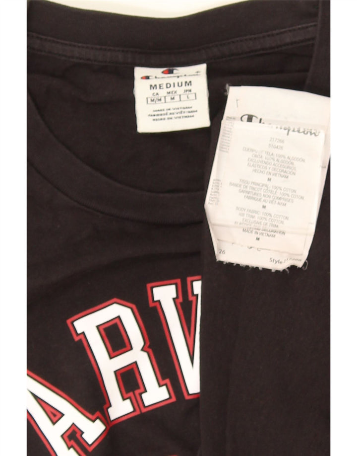T-shirt grafica Champion da uomo Harvard, top in cotone nero medio