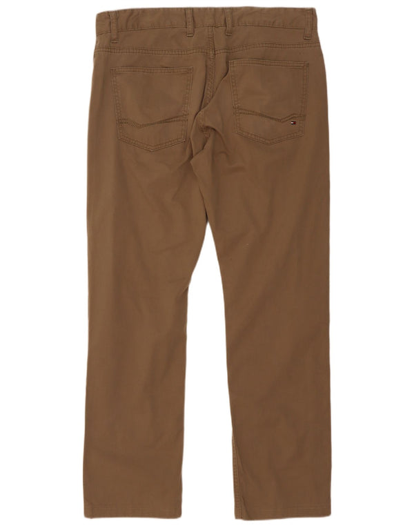 Pantaloni casual dritti da uomo Tommy Hilfiger W34 L30 cotone marrone