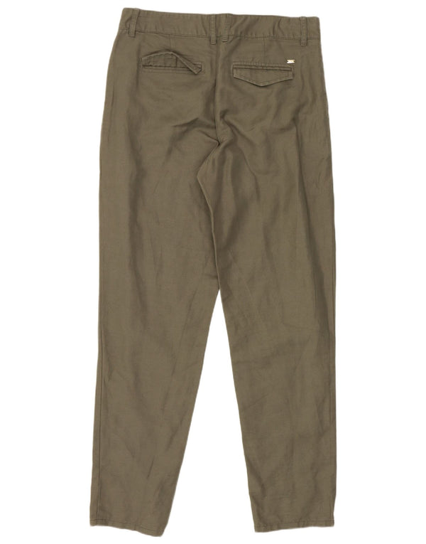Pantaloni chino affusolati da donna Tommy Hilfiger US 4 Small W28 L28 Lino kaki