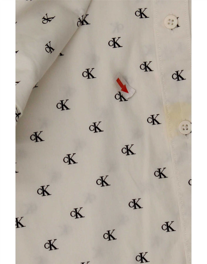 Camicia slim fit grafica da uomo Calvin Klein Jeans in cotone bianco medio