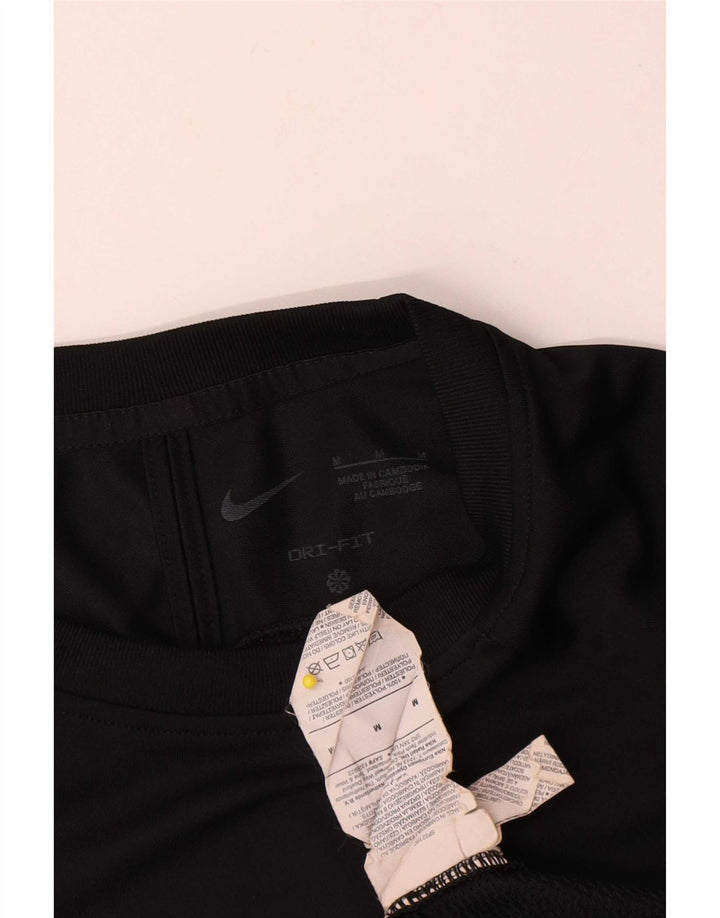 T-shirt Nike da uomo Dri Fit, top in poliestere color block medio nero