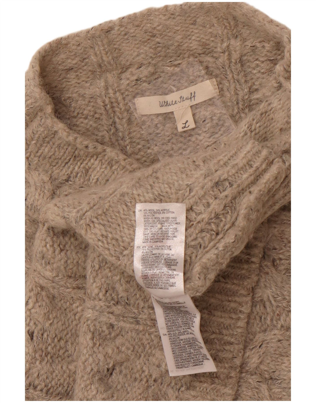 WHITE STUFF Canotta oversize da donna con collo dolcevita UK 16 Large Grigio