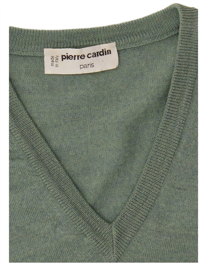 Maglione maglione con scollo a V da uomo Pierre Cardin verde medio
