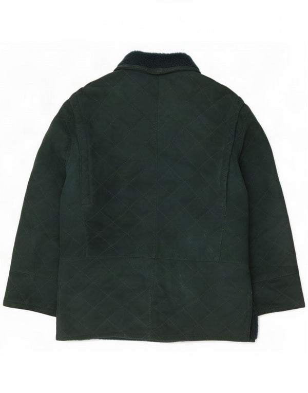 Vintage Mens Suede Shearling Jacket IT 50 Large Green