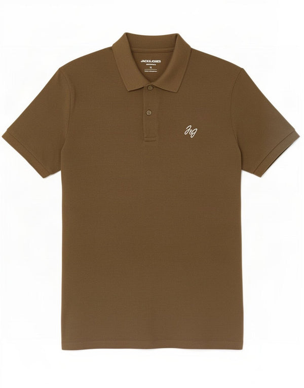 Jack & Jones Mens Polo Shirt XL Khaki Cotton