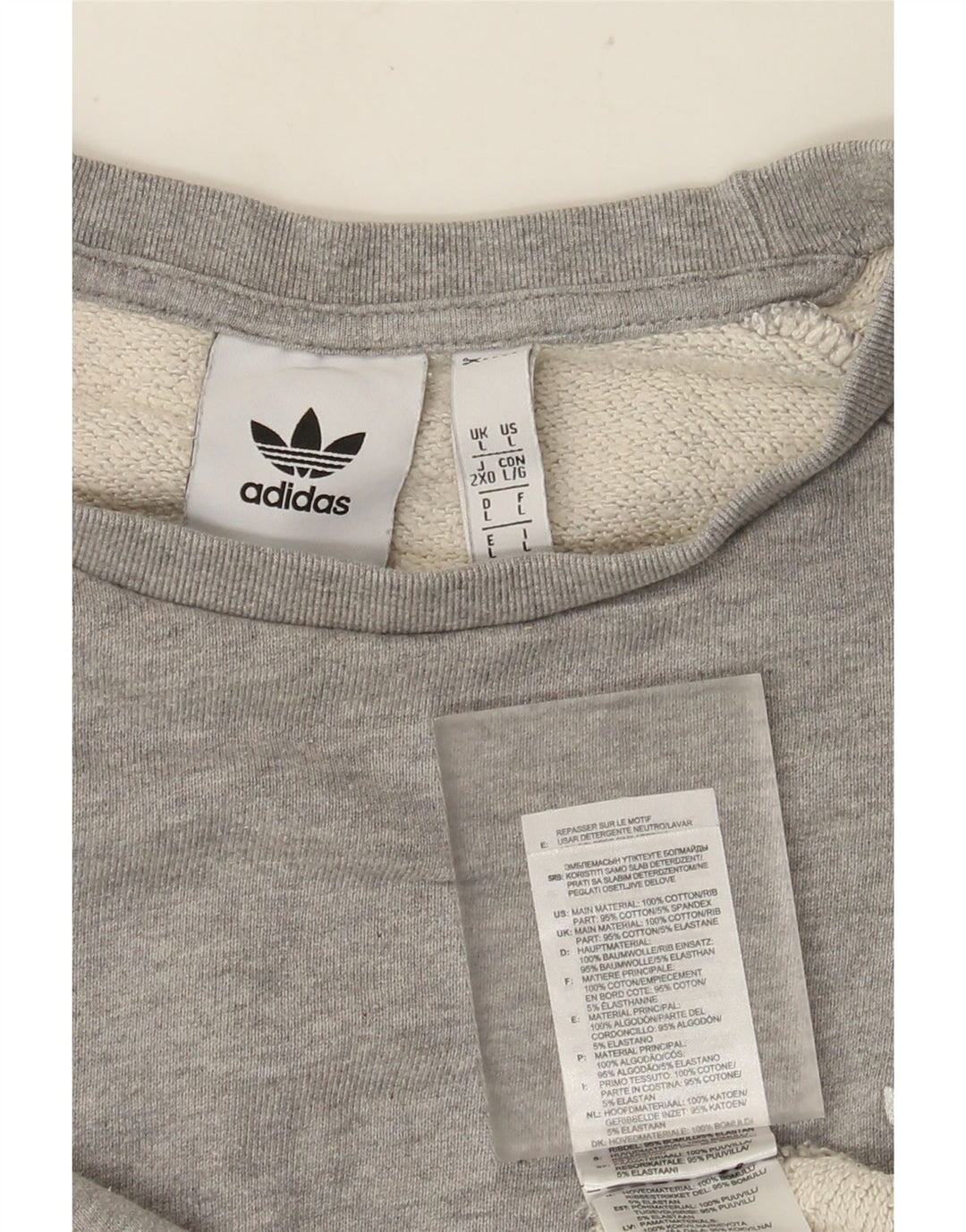Felpa Adidas da uomo maglione grande in cotone chiazzato grigio