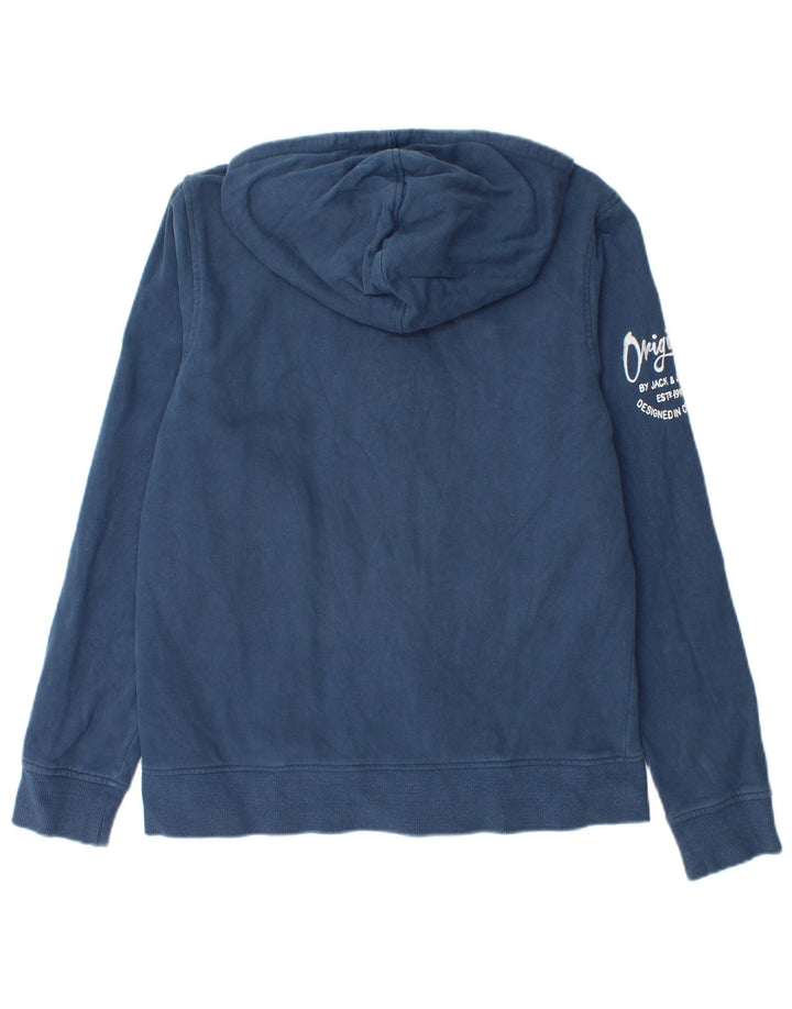 JACK & JONES Boys Graphic Zip Hoodie Sweater 13-14 Years Medium Blue