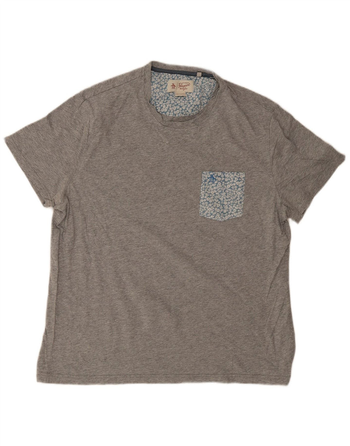 T-shirt da uomo Penguin Top 2XL in cotone floreale grigio