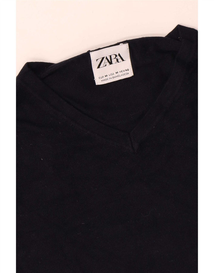 Maglione Zara da uomo con scollo a V blu navy medio