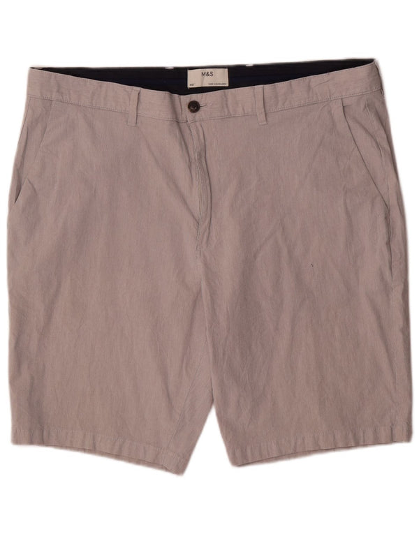 Pantaloncini chino da uomo Marks & Spencer W40 XL cotone gessato grigio