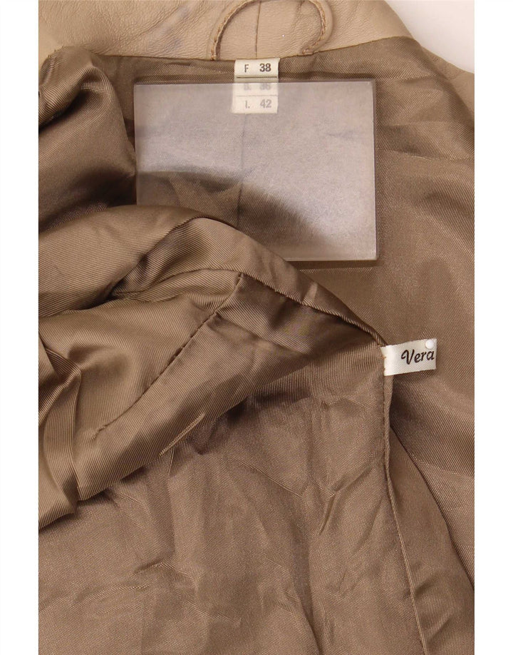 Giacca in pelle vintage da donna IT 42 Beige medio