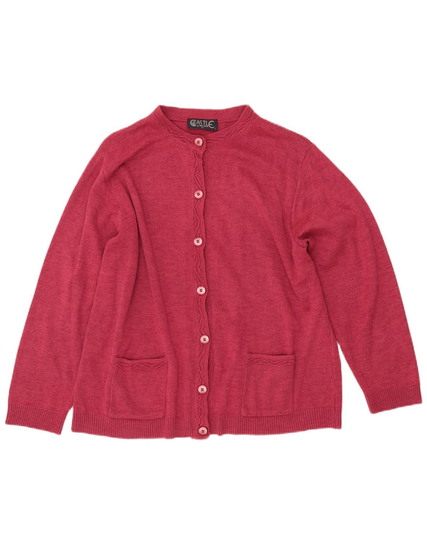 Maglione cardigan da donna CASTLE OF IRELAND UK 16 Large Pink Wool