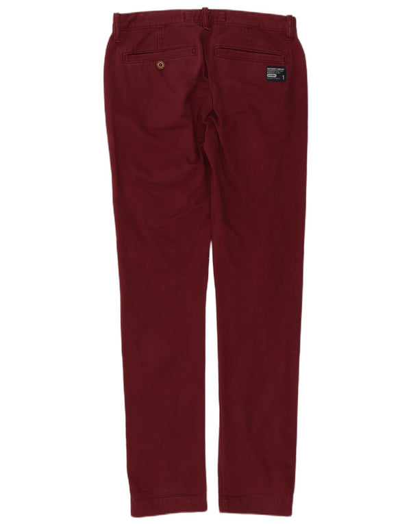 Pantaloni casual slim da uomo Superdry Small W29 L32 Borgogna Cotone
