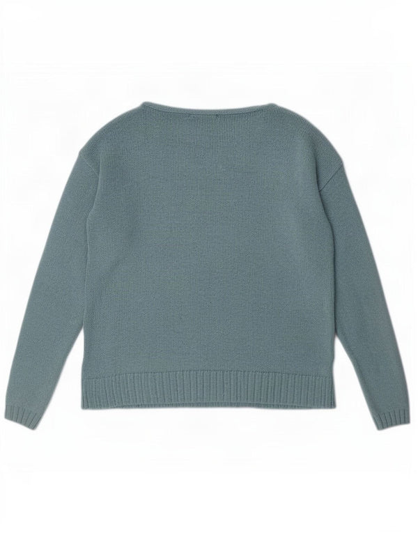 Maglione maglione con scollo a barca da donna White Stuff UK 12 Viscosa blu medio