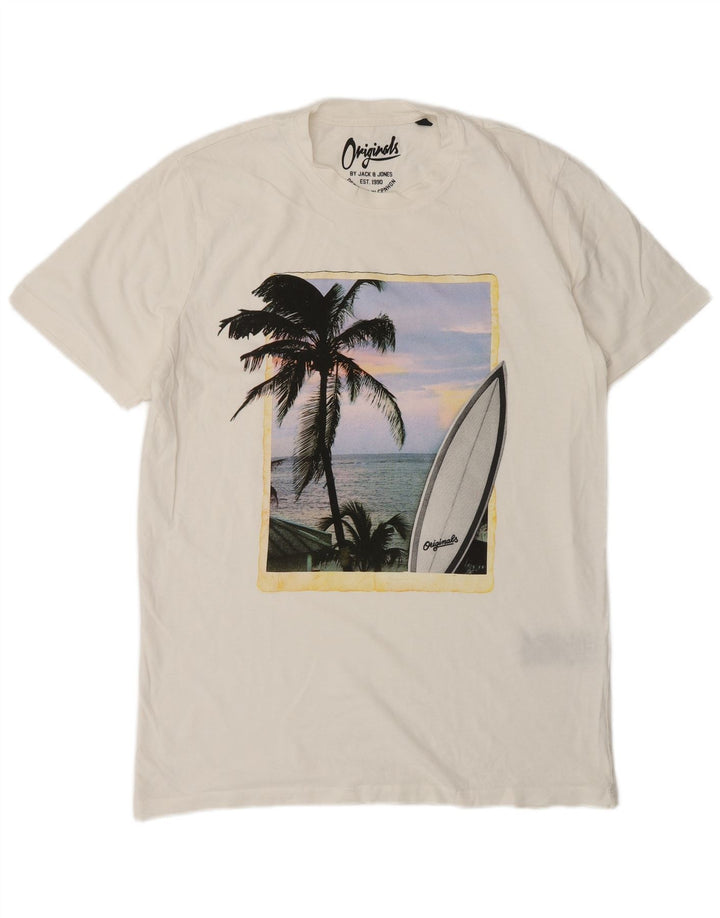 T-shirt grafica da uomo Jack & Jones Top in cotone bianco medio