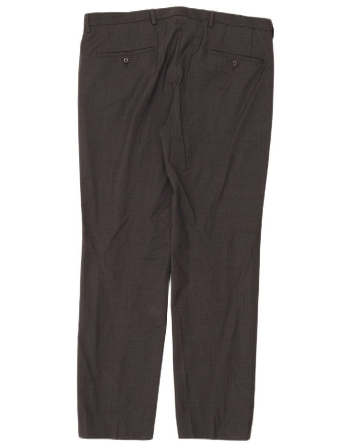 Pantaloni da abito dritti da uomo Hugo Boss IT 48 medio W34 L30 a quadretti grigi