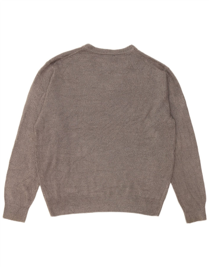 DOCKERS Mens V-Neck Jumper Sweater Large Grey Acrylic
