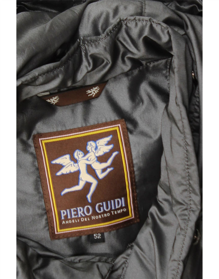 PIERO GUIDI Mens Hooded Padded Jacket IT 52 XL Silver Vintage Piero Guidi and Second-Hand Piero Guidi from Messina Hembry 