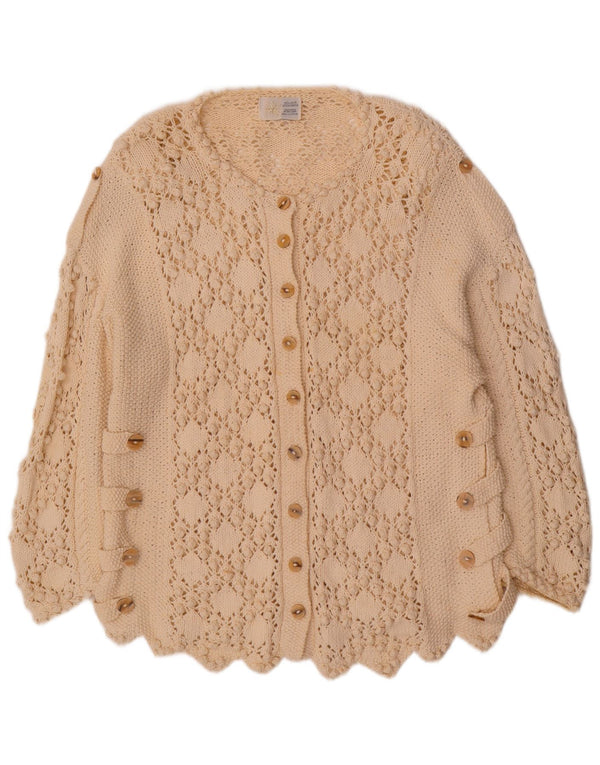 Maglione cardigan da donna Golden Spiderweb UK 18 XL cotone bianco sporco