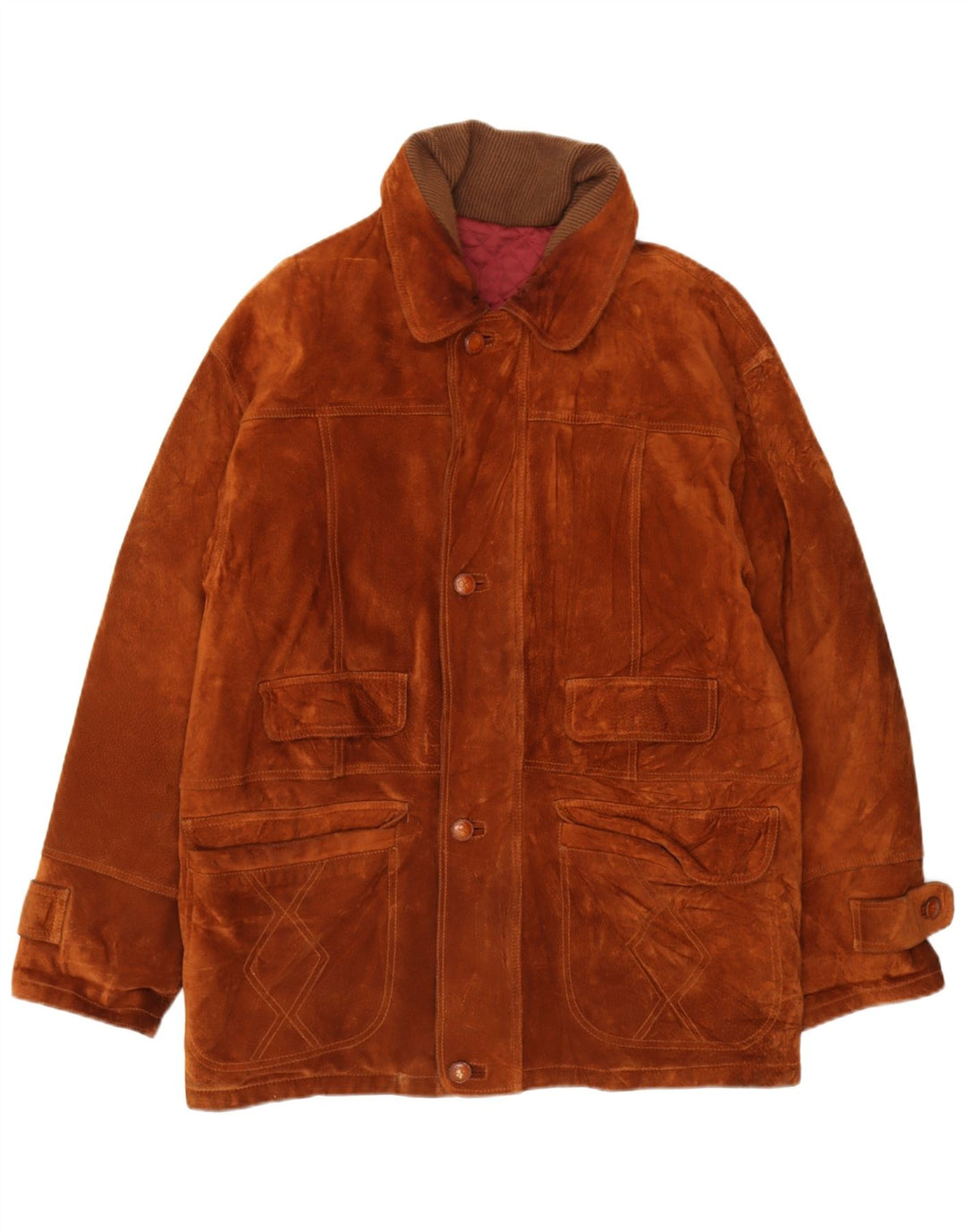 Giacca in pelle vintage da uomo IT 48 in pelle marrone medio