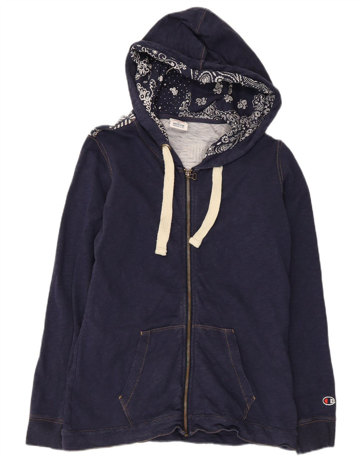 Maglione con cappuccio e zip grafica da donna Champion UK 12 Cotone medio blu navy