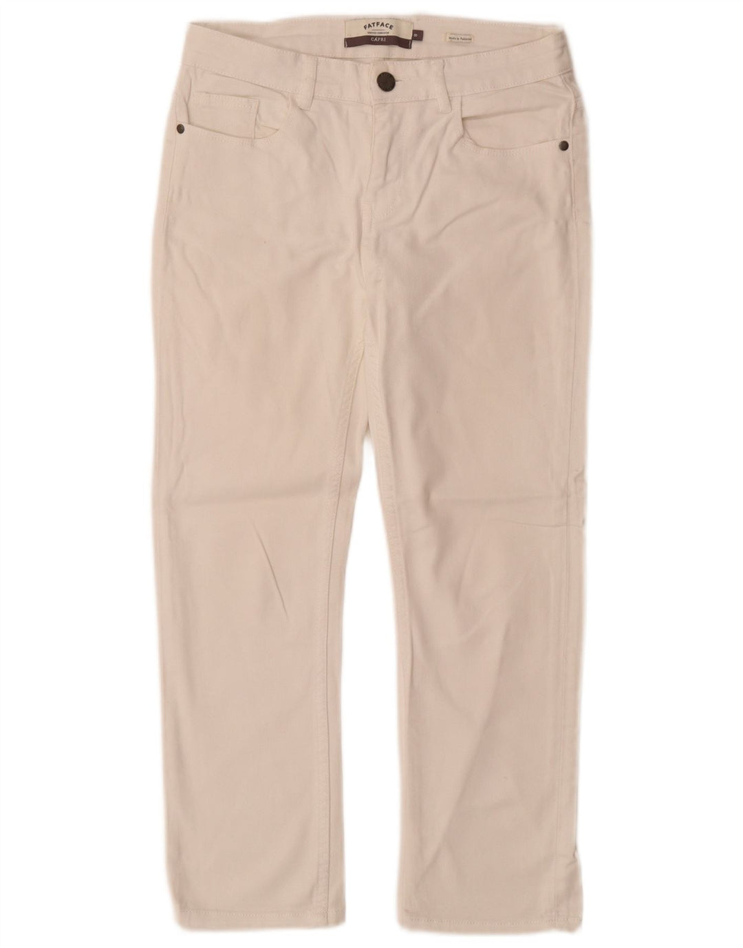 Jeans Capri da donna Fat Face UK 8 piccoli W26 L26 cotone bianco