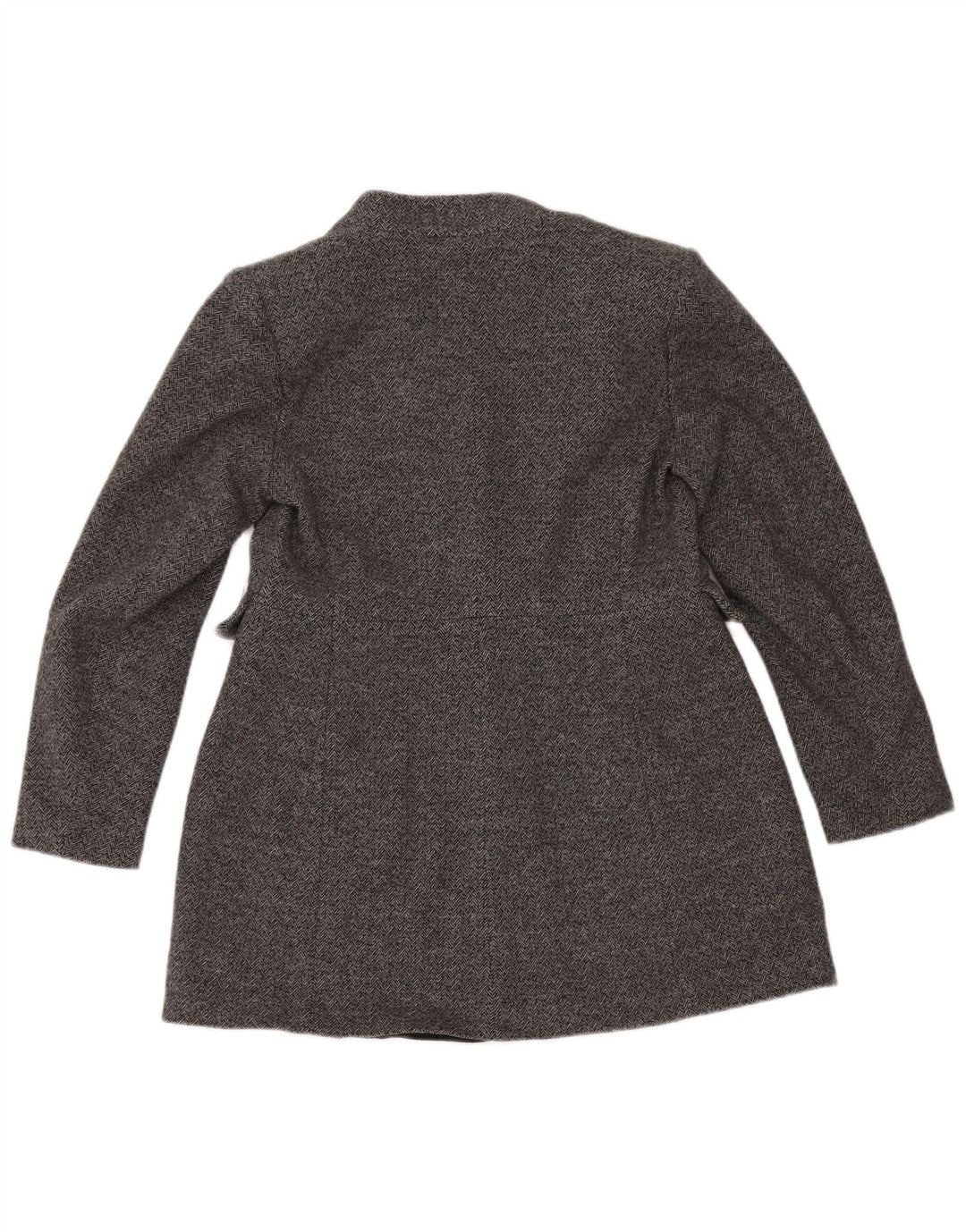 Giacca blazer a 1 bottone da donna Zara UK 16 grande cotone grigio a spina di pesce