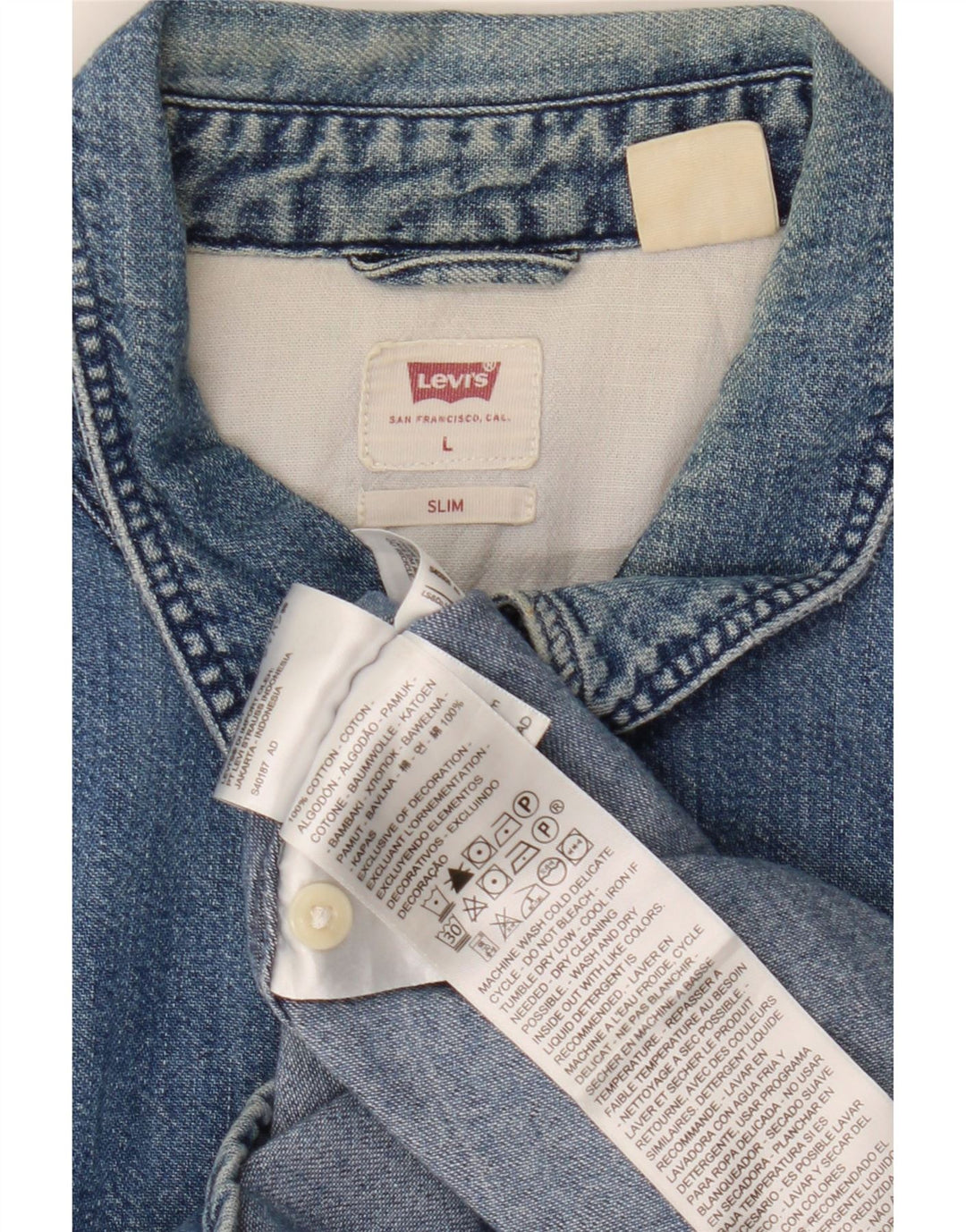 Camicia di jeans slim da uomo Levi's UK 40 grande cotone blu