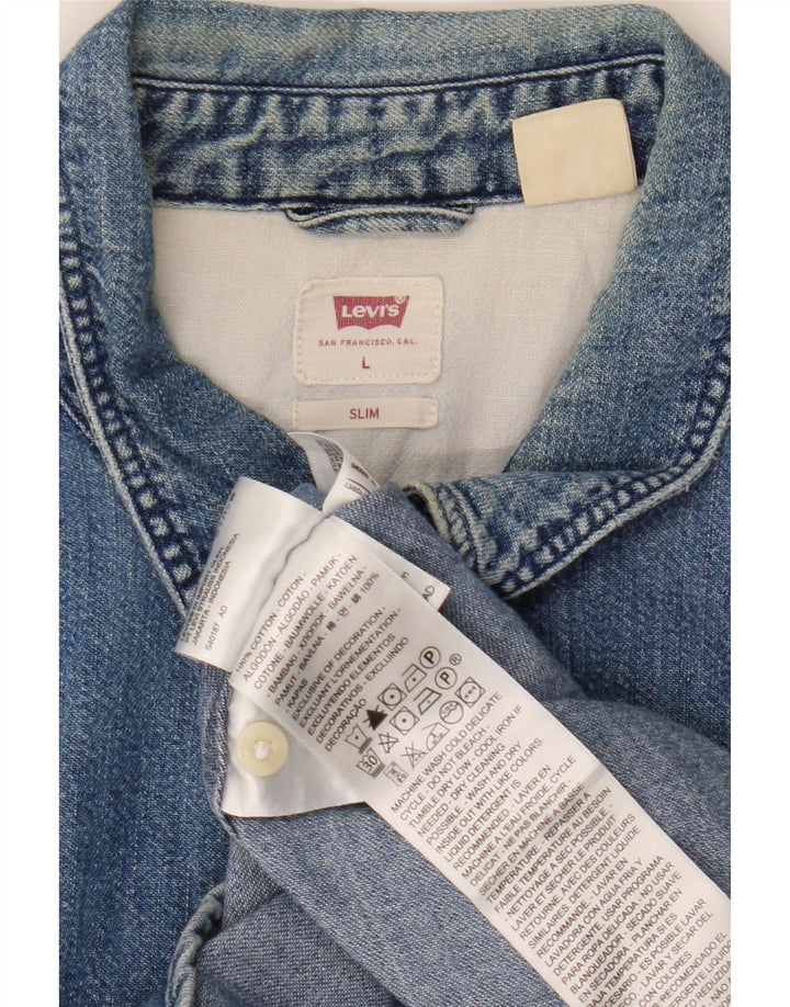 Camicia di jeans slim da uomo Levi's UK 40 grande cotone blu