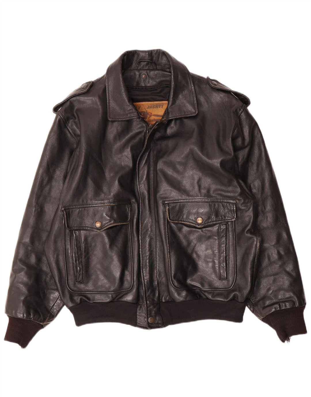 Giacca da aviatore da volo in pelle vintage da uomo EU 52 XL in pelle nera