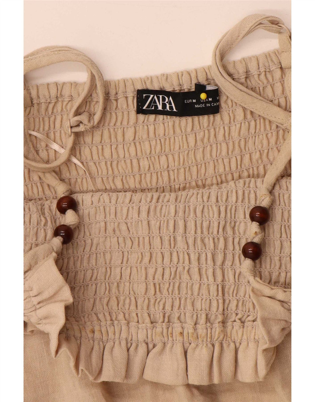 Abito a trapezio senza maniche da donna Zara UK 12 Beige medio