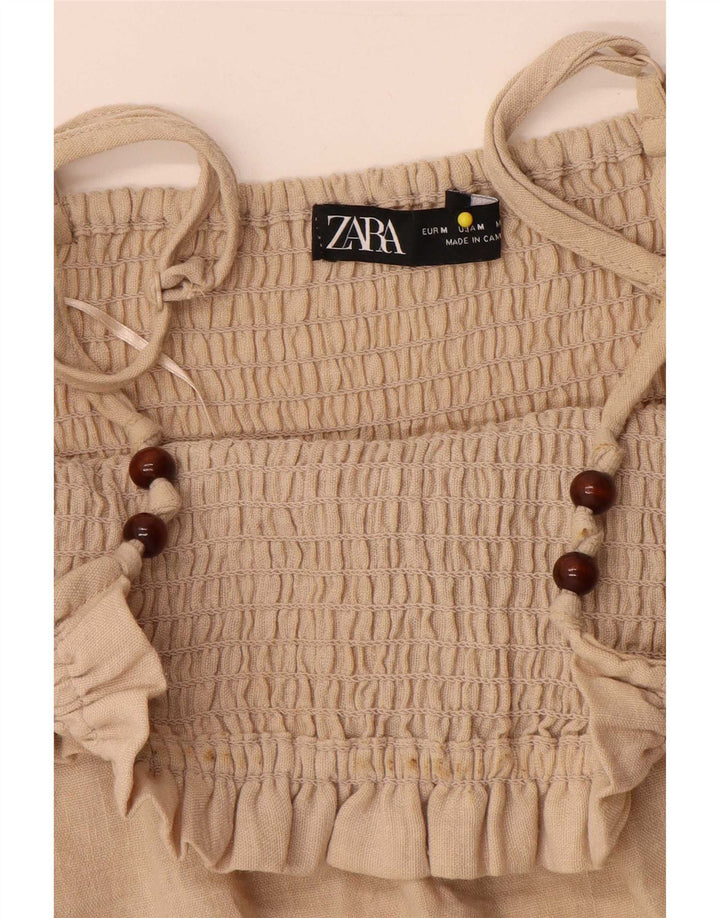 Abito a trapezio senza maniche da donna Zara UK 12 Beige medio