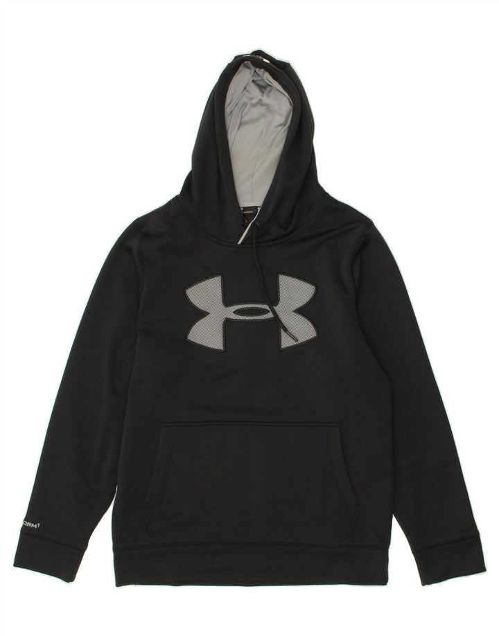 UNDER ARMOUR Mens Graphic Hoodie Jumper Small Black Vintage Under Armour and Second-Hand Under Armour from Messina Hembry 