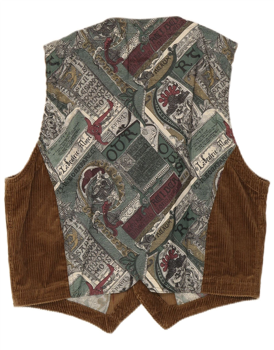 Fordocks Gilet da uomo in velluto a coste grande in cotone patchwork marrone
