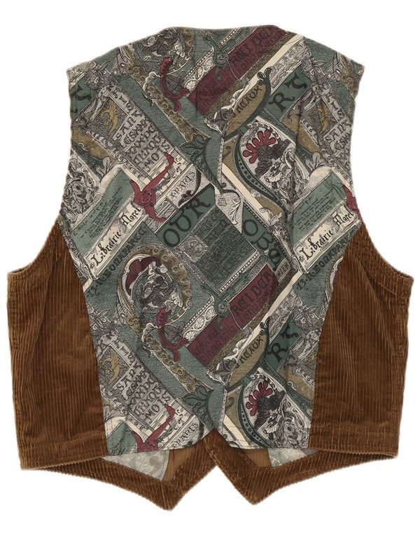 Fordocks Gilet da uomo in velluto a coste grande in cotone patchwork marrone