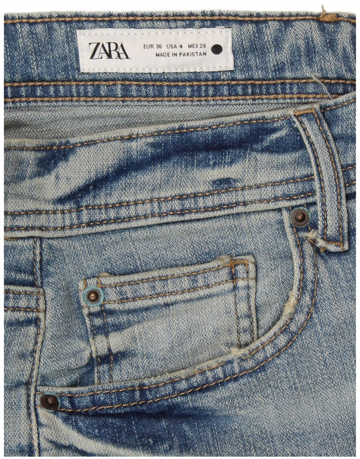 Jeans corti da donna Zara EU 36 XS W26 L24 Blu