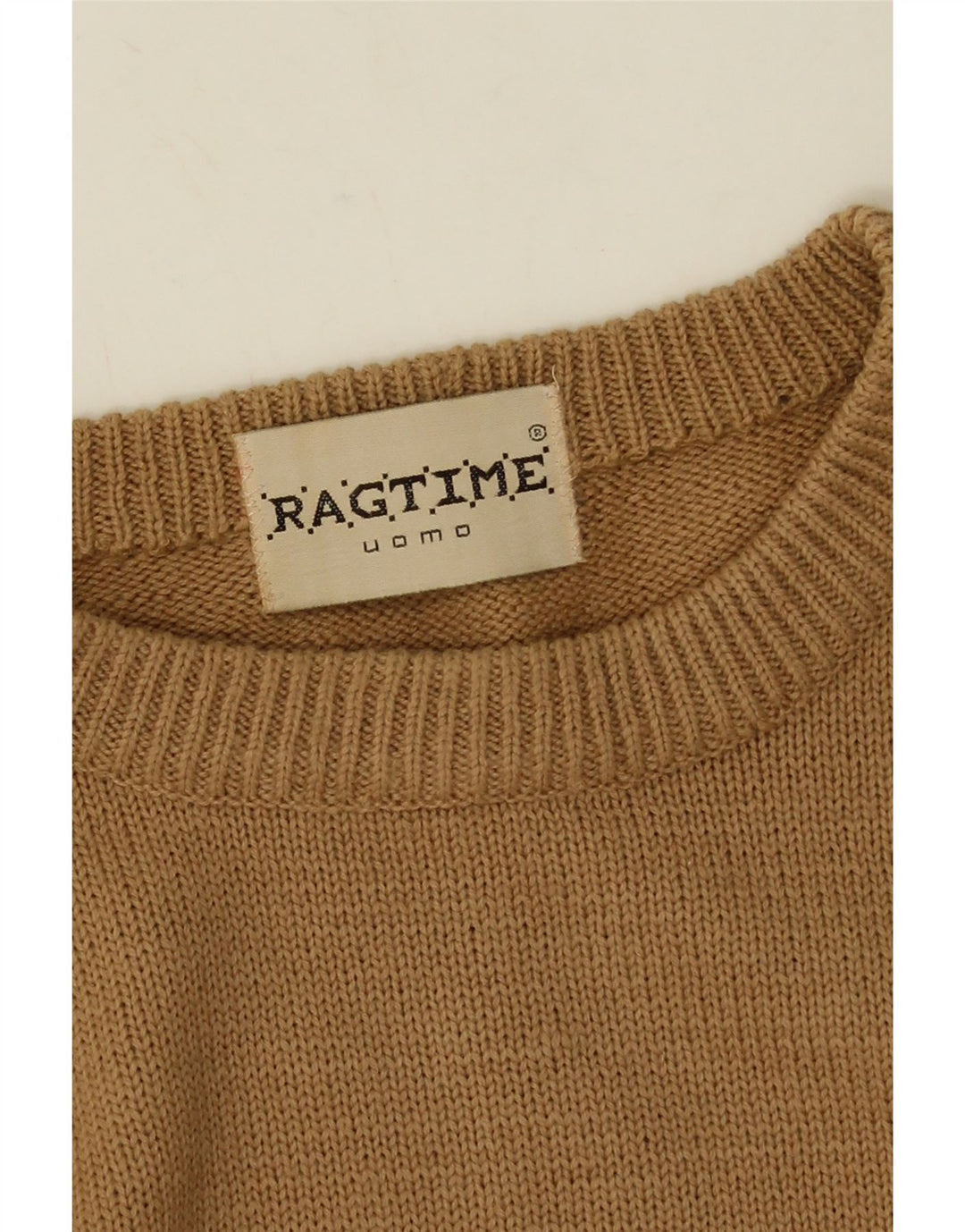 Maglione vintage da uomo girocollo a righe grandi marroni
