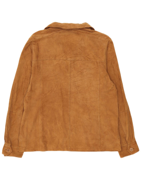 Camicia overshirt da uomo vintage in pelle scamosciata IT 50 in pelle beige media