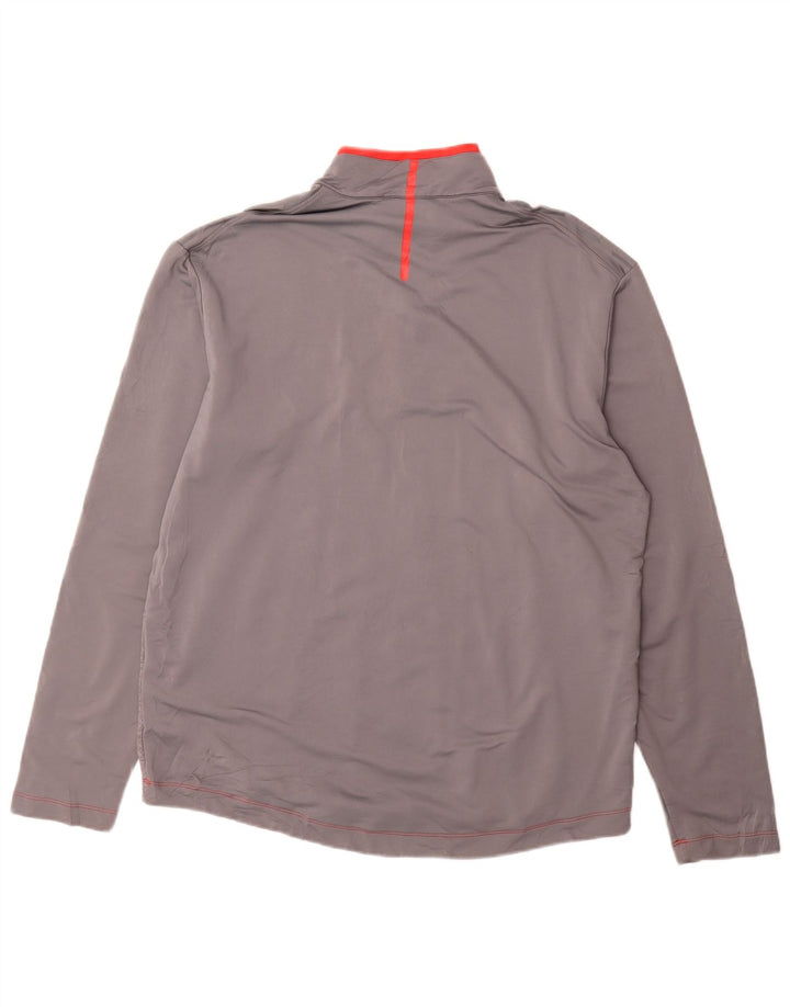 Nike Uomo Dri Fit Zip Collo Pullover Tuta Top Large Grigio a Righe