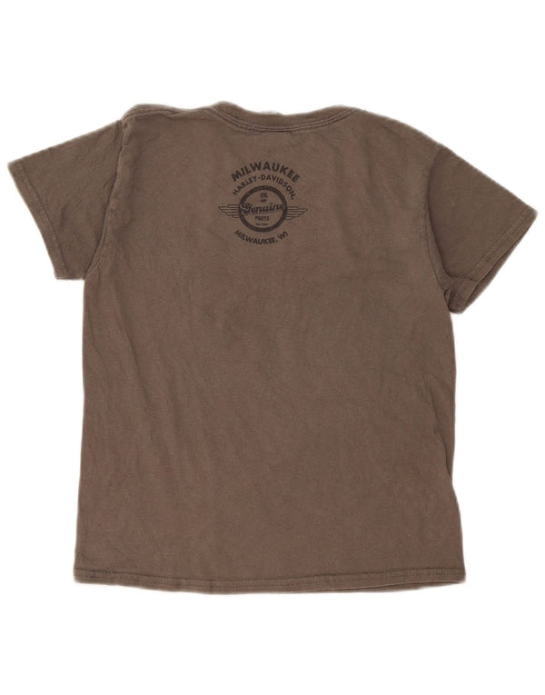 T-shirt grafica da donna Harley Davidson Top UK 10 piccola in cotone grigio