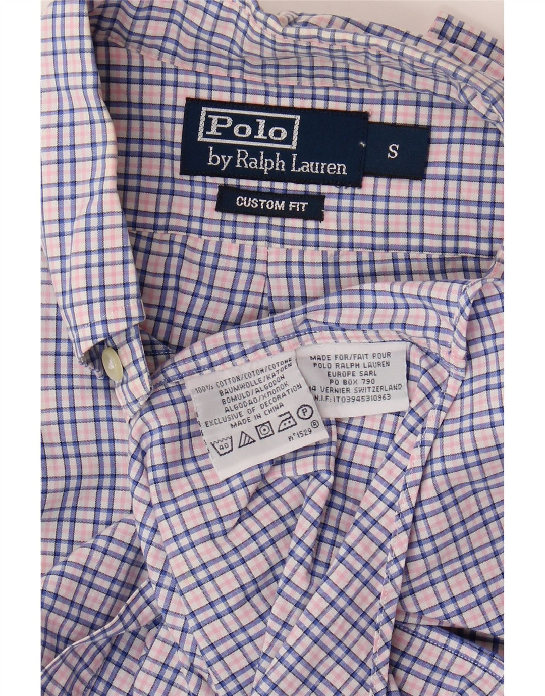 POLO RALPH LAUREN Camicia da uomo su misura in cotone a quadri blu piccolo
