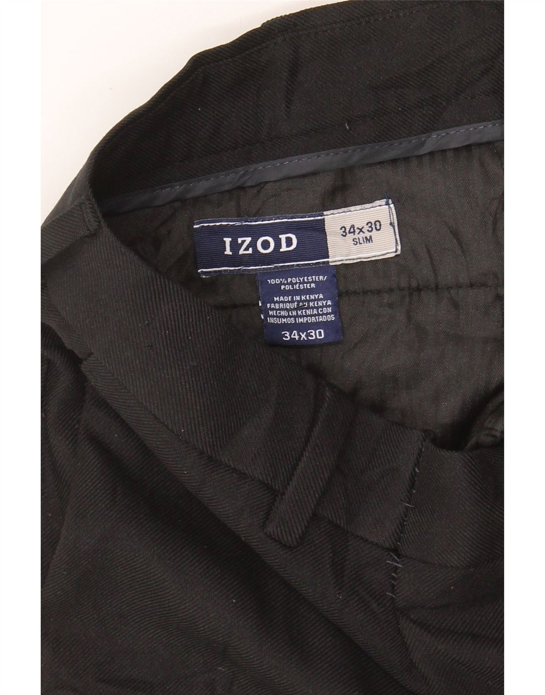 IZOD Mens Slim Chino Trousers W34 L30 Black Polyester Vintage Izod and Second-Hand Izod from Messina Hembry 