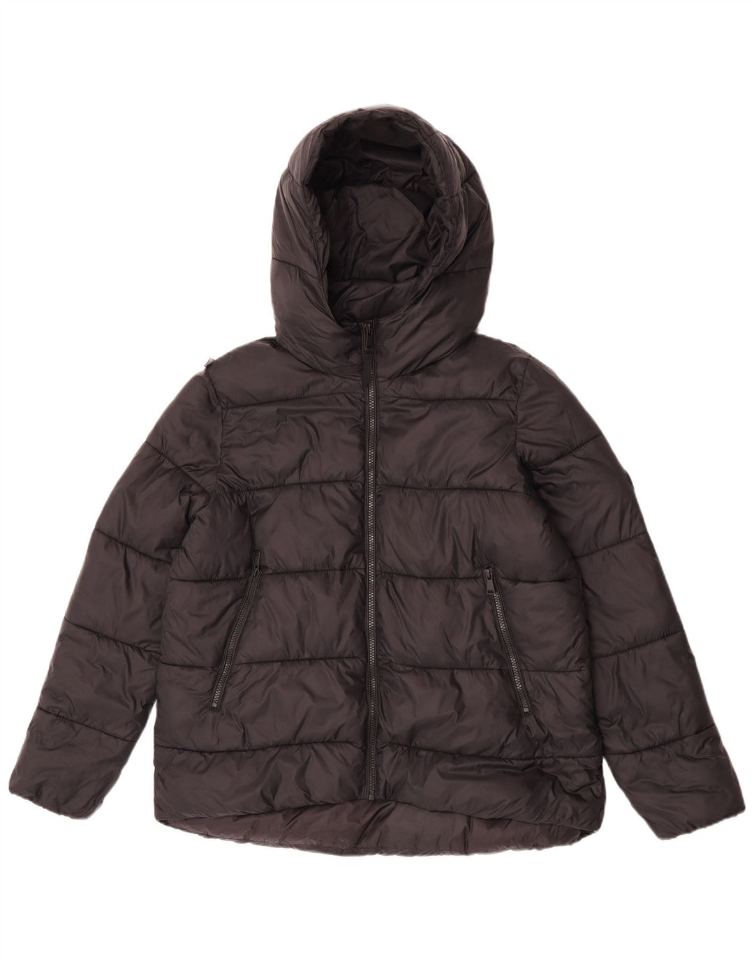Giacca imbottita con cappuccio da donna Zara UK 14 nylon nero medio