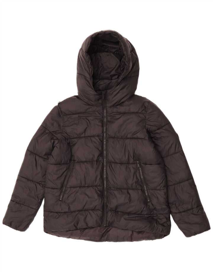 Giacca imbottita con cappuccio da donna Zara UK 14 nylon nero medio