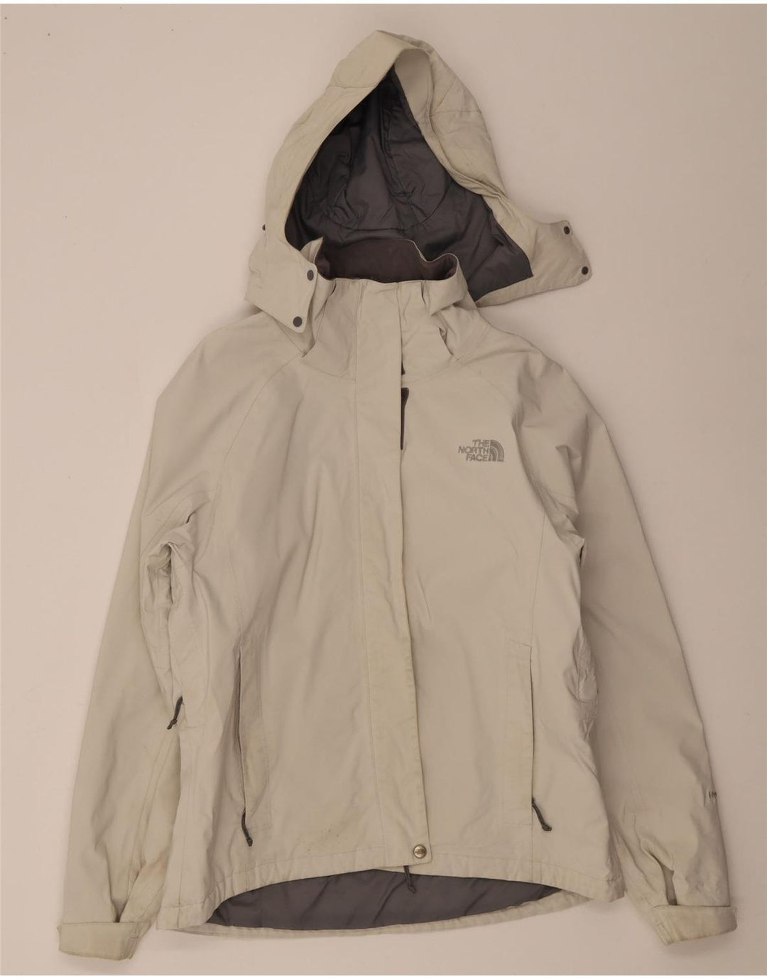 Giacca a vento con cappuccio da donna The North Face UK 16 grande bianco sporco